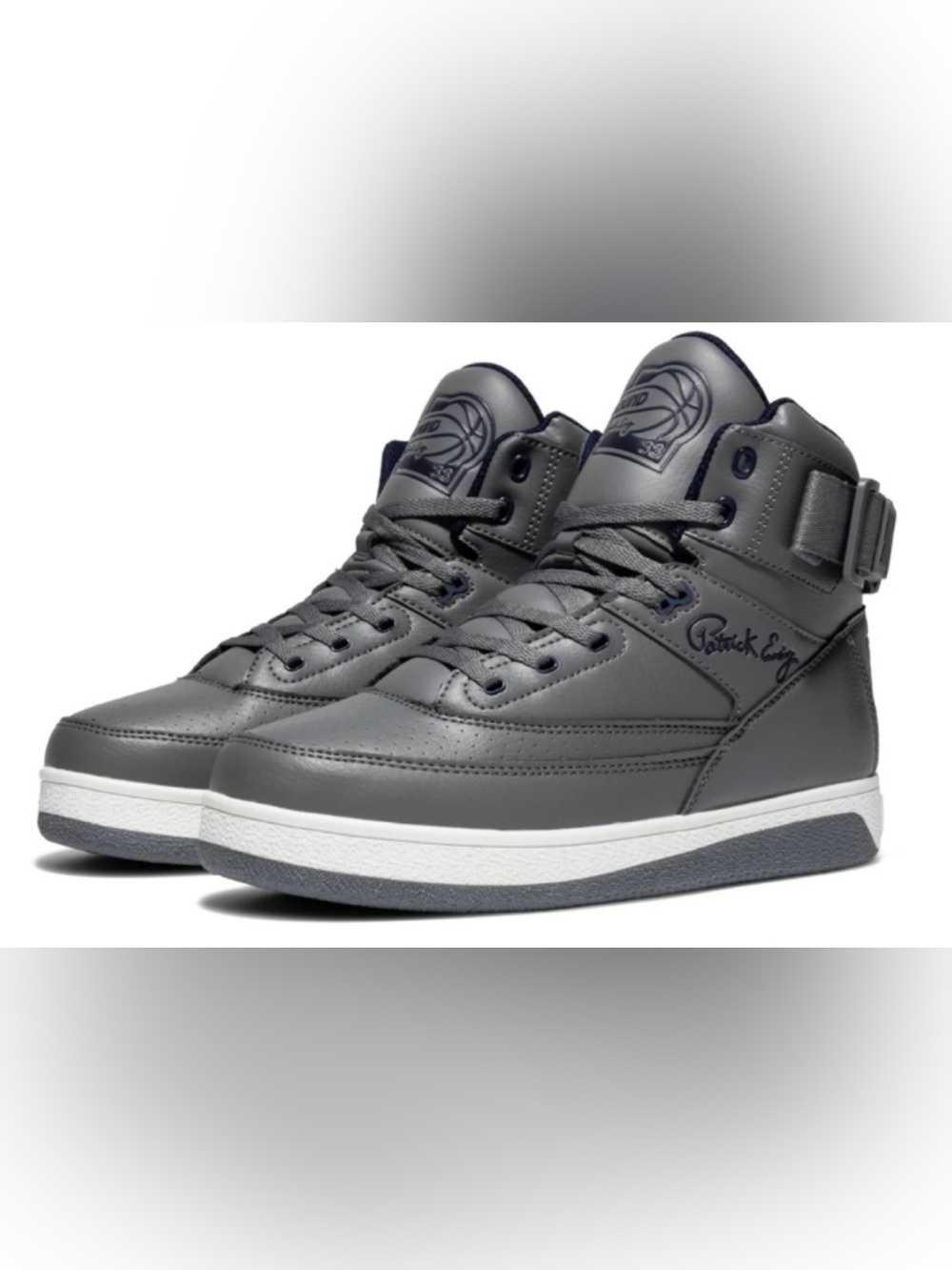 Patrick Ewing Athletics 33 HI x Orion Rebound Grey Navy White Boys’ Size 3.5 NWT